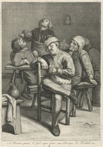 Escena de posada con campesinos fumadores. de Jacob Gole