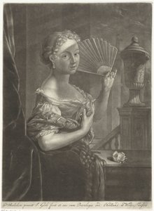 mujer joven, con, ventilador de Jacob Gole