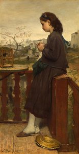 Niña tejiendo en el balcón, Montmartre, 1869