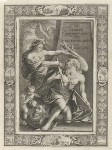 La imaginación doma al padre tiempo Página de título para: J.C. Weyerman. Las descripciones de vida de los pintores de arte y pintores de arte holandeses, 1729 de Jacob Houbraken