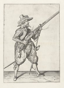Mosquetero colocando su horquilla, c.1600 de Jacob II de Gheyn