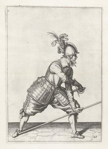 Soldado con lanza desenvainando espada, c.1600