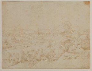 Paisaje con una ciudad, siglo XVI