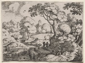 Six Landscapes:  Path Between Swamp and Wooded Bank de Jacob I Savery