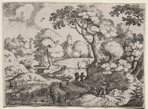 Seis Paisajes: Camino Entre el Pantano y la Orilla Boscosa, c. 1595 de Jacob I Savery