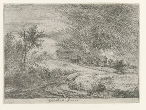 paisaje con una granja de Jacob van Ruisdael