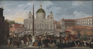Una procesión papal en la Piazza San Pietro en Roma de Jacob Isaacsz. van Swanenburg