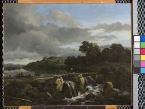 Paisaje con cascada (óleo sobre lienzo) de Jacob van Ruisdael