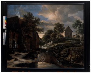 Paisaje con casas de entramado de madera de Jacob Isaaksz. or Isaacksz. van Ruisdael