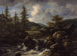 Paisaje Boscoso con Cascada