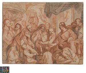 Holandés: Cristo y la adúltera, boceto preparatorio, reverso: La captura de Cristo