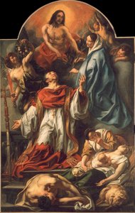 San Carlos Borromeo entre las víctimas de la peste, 1655 de Jacob Jordaens