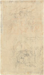 Hoja de estudios con el Pan borracho y ninfas (verso) de Jacob Jordaens