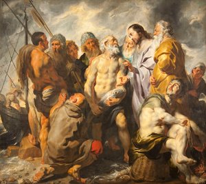 El nombramiento de Pedro como pastor principal de la iglesia, c. 1616-1617 de Jacob Jordaens