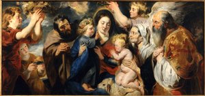 La Sagrada Familia con el joven Juan el Bautista y ángeles, c. 1616-1617 de Jacob Jordaens
