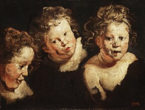 Tres estudios de la cabeza de un niño de Jacob Jordaens