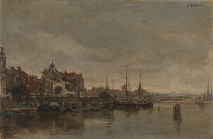 La Schreierstoren con el puente sobre el Gelderse Kade en Ámsterdam de Jacob Maris