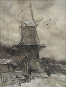 Un molino en invierno de Jacob Maris