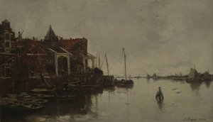 escena del puerto de Jacob Maris