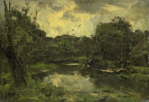 Paisaje con barcaza de Jacob Maris
