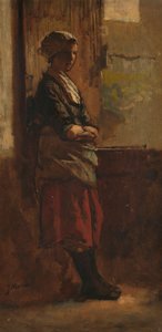 Chica en una puerta. de Jacob Maris