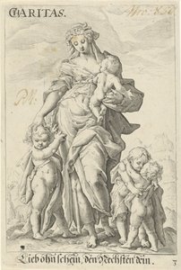 Liefde (Caridad) Caridad (título sobre el objeto) de Jacob Matham (attributed to)