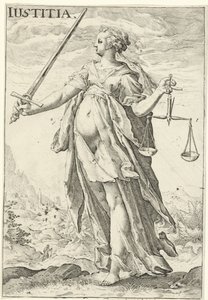 Justicia (Justicia) Iustitia (título sobre objeto) de Jacob Matham (attributed to)