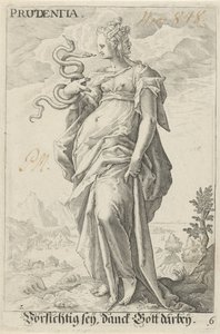 Precaución (Prudencia) Prudentia (título sobre objeto) de Jacob Matham (attributed to)