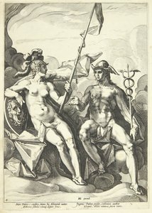 La alianza entre Atenea y Mercurio (Hermathena) de Jacob Matham