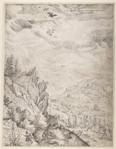 Paisaje de Bohemia con parejas y cazadores (lámina derecha) de Jacob Matham