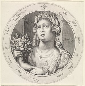 Ceres se encontró con la cornucopia Venus, Bacchus en Ceres (título de la serie) de Jacob Matham