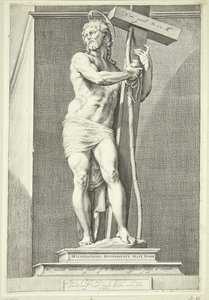Jesús de pie con la cruz de Jacob Matham