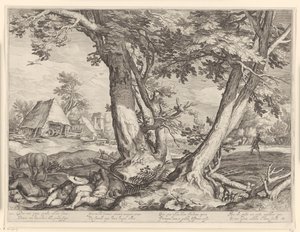 Paisaje con la parábola del sembrador de Jacob Matham