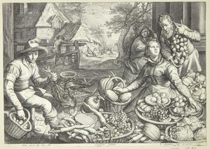 Escena de mercado de Jacob Matham