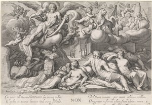 Noche (Nox) Nox (título sobre objeto) Los cuatro momentos del día (título de la serie) de Jacob Matham