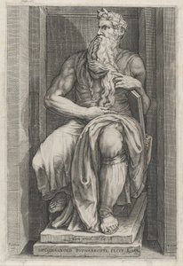 Speculum Romanae Magnificentiae: Moisés según la escultura de Miguel Ángel, siglo XVI de Jacob Matham