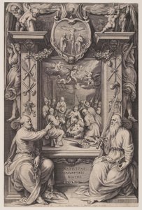 Adoración de los pastores con San Pedro y San Pablo de Jacob Matham