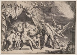 Venus y Marte descubiertos por Apolo de Jacob Matham