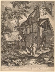 Abraham expulsando a Agar de Jacob Matham, after Abraham Bloemaert