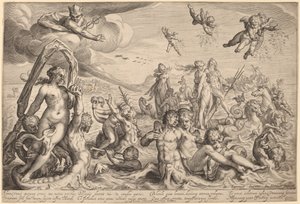 El triunfo de Neptuno y Tetis de Jacob Matham, after Bartholomaeus Spranger