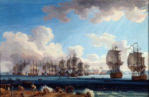 La batalla naval de Chesma el 5 de julio de 1770 de Jacob Philip Hackert