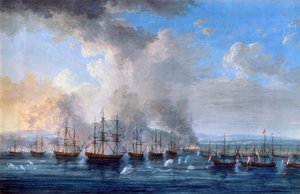 La batalla ruso-turca en el castillo de Damietta en 1770, 1770-1772 de Jacob Philip Hackert