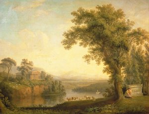 Paisaje antiguo con la tumba de Faetón, 1785 de Jacob Philippe Hackert