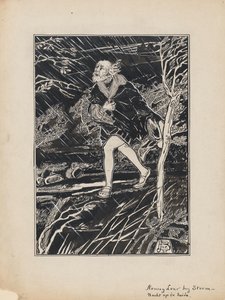 Ilustración de diseño para el Rey Lear de Shakespeare: El Rey Lear en la noche de tormenta en los páramos de Jacob Pieter van den Bosch