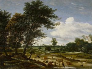 Paisaje con pastores y ganado de Jacob Salomonsz. van Ruysdael