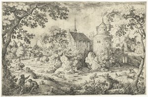 Caza de ciervos en una ermita Dos escenas de caza de ciervos (título de la serie) de Jacob Savery (I)