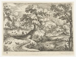 Paisaje con viajeros cerca de casas. Seis paisajes con viajeros (título de la serie) de Jacob Savery (I)