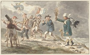 Viñeta sobre la retirada de Napoleón I Bonaparte de Rusia de Jacob Smies