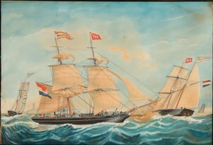 El Hendrika Bartina y el Johanna Hendrika navegando cerca de la costa