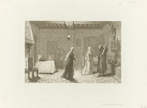 Figuras en una habitación interior de un castillo